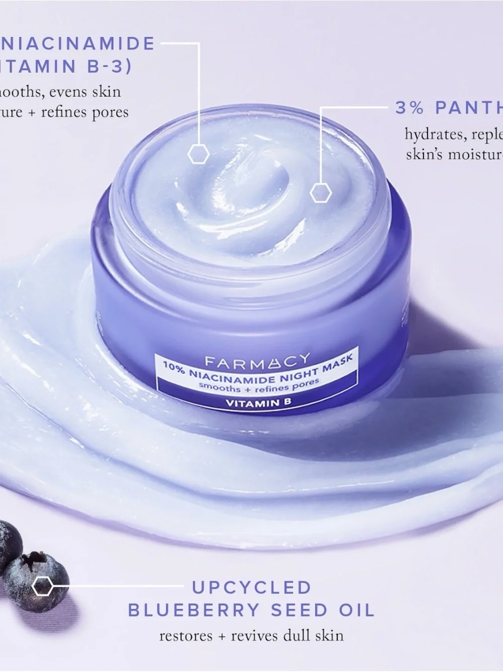 Farmacy Niacinamide Night Mask - Blue and White Jar